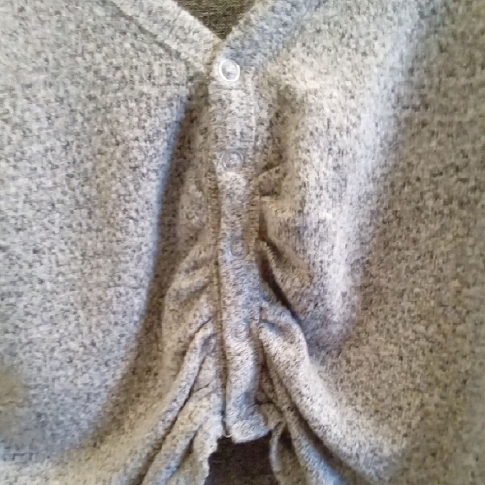 Womans M Me to We Gray Ruched Tie Front Crop Top Y2k Twilight - Picture 3 of 4